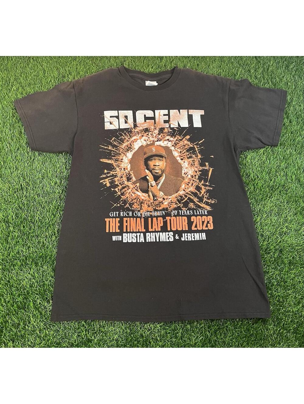 50 Cent The Final Lap Tour 2023 Black Sunbaked T-Shirt Rap Tee Hip Hop Mens M